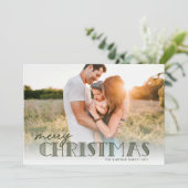 Eenvoudige moderne Typografie Olive kerstfoto Feestdagenkaart (Staand voorkant)