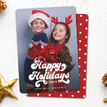 Eenvoudige, moderne Typografie Retro Happy Foto Feestdagenkaart<br><div class="desc">Fun retro  typografie de fotokaart van de vakantie die Prettige feestdagen met uw douanefoto en bericht lezen.</div>