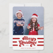 Eenvoudige, moderne Typografie Retro Merry Kerstry Feestdagenkaart (Voorkant)