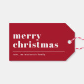 Eenvoudige moderne typografie rood cadeaulabel (Voorkant (Horizontaal))