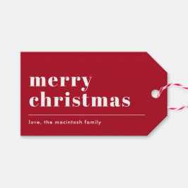 Eenvoudige moderne typografie rood cadeaulabel