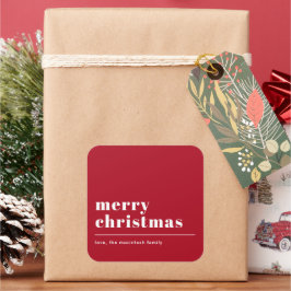 Eenvoudige moderne typografie rood vierkante sticker