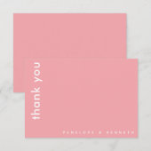 Eenvoudige moderne Typografie Roze Aangepast huwel Bedankkaart (Voorkant / Achterkant)