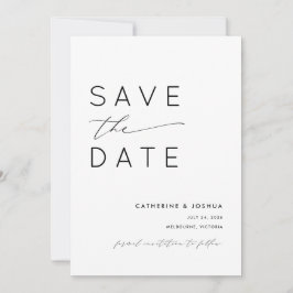 Eenvoudige moderne typografie trouwkaart save the date
