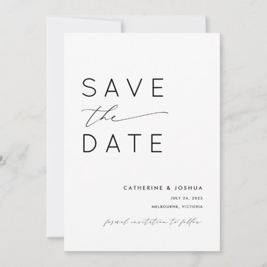 Eenvoudige moderne typografie trouwkaart save the date (Voorkant)