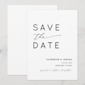 Eenvoudige moderne typografie trouwkaart save the date (Voorkant / Achterkant)