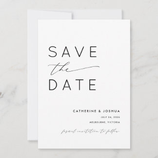 Eenvoudige moderne typografie trouwkaart save the date