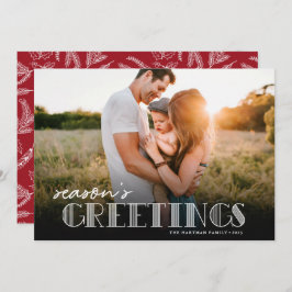 Eenvoudige moderne Typografie White Greetings Foto Feestdagenkaart