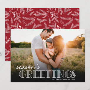 Eenvoudige moderne Typografie White Greetings Foto Feestdagenkaart