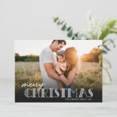 Eenvoudige, moderne Typografie White-kerstfoto Feestdagenkaart (Staand voorkant)