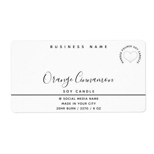 Eenvoudige moderne typografie, wit hartkaarslab etiket (Voorkant)