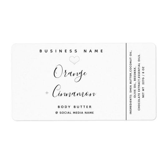 Eenvoudige moderne typografie, wit hartlichaam etiket (Voorkant)