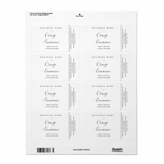 Eenvoudige moderne typografie, wit hartlichaam etiket (Full Sheet)