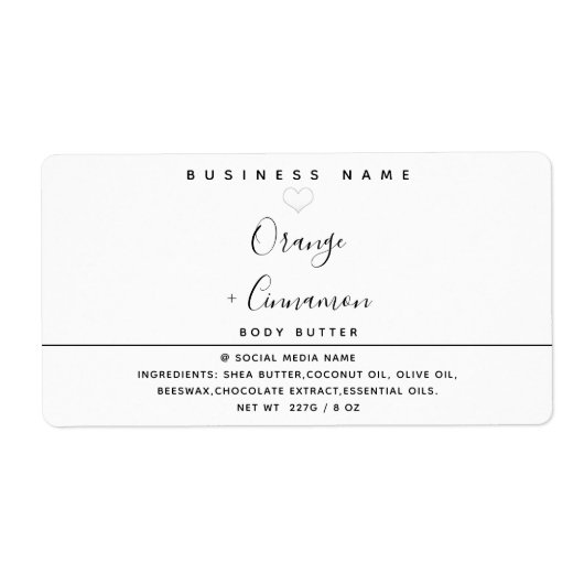 Eenvoudige moderne typografie, wit hartlichaam etiket (Voorkant)