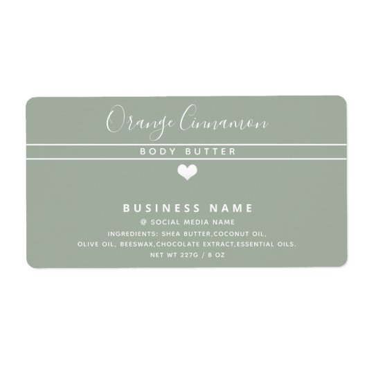 Eenvoudige moderne typografie, wit hartproduct etiket (Voorkant)