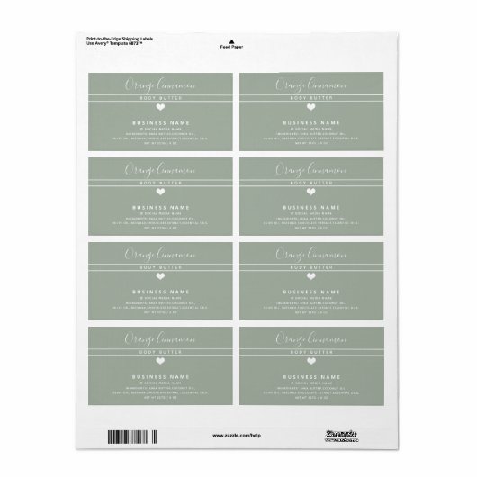 Eenvoudige moderne typografie, wit hartproduct etiket (Full Sheet)