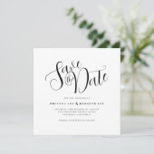 Eenvoudige moderne typografie Witte en Zwarte Dot Save The Date (Staand voorkant)