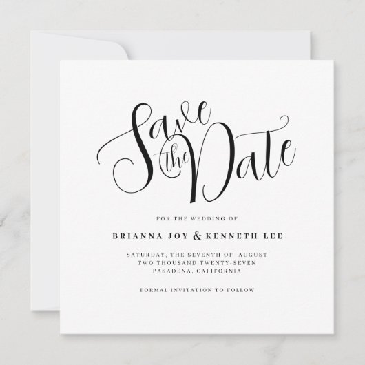 Eenvoudige moderne typografie Witte en Zwarte Dot Save The Date (Voorkant)