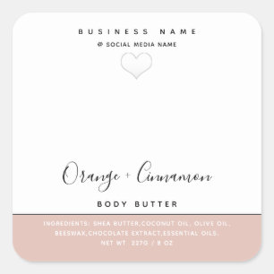 Eenvoudige moderne typografie witte hart Body butt Vierkante Sticker