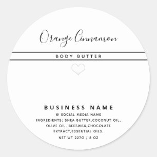 Eenvoudige moderne typografie witte hart ronde sticker