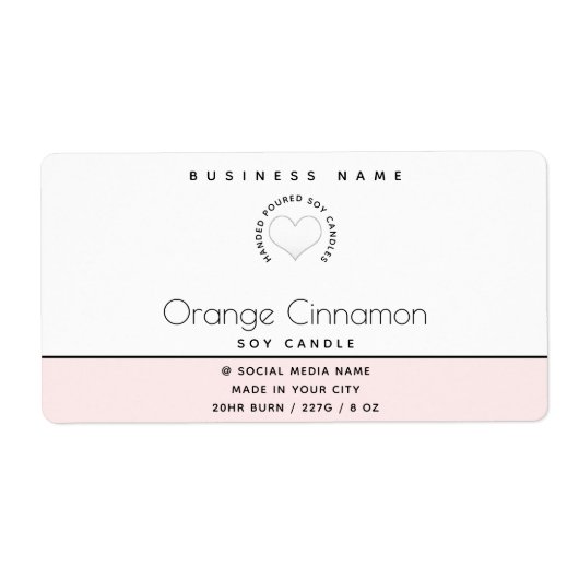 Eenvoudige moderne typografie-witte hartkaars etiket (Voorkant)