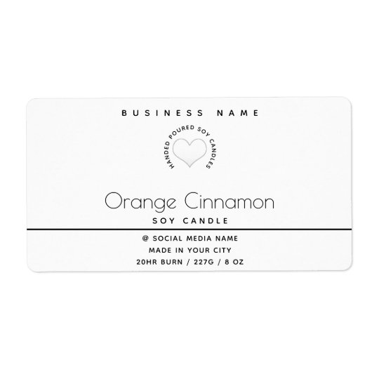 Eenvoudige moderne typografie-witte hartkaars etiket (Voorkant)