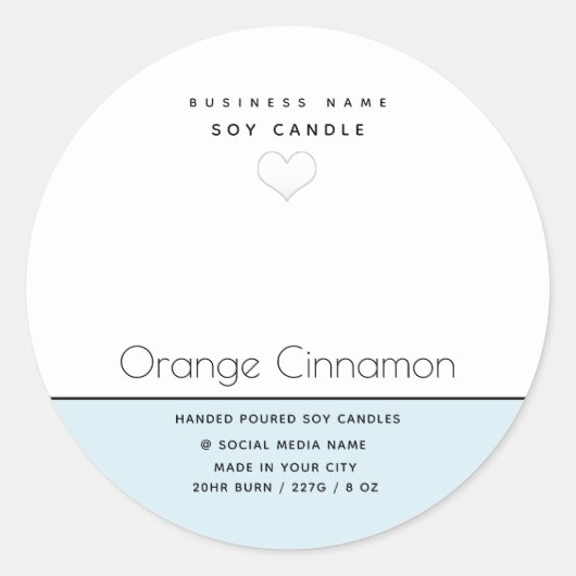 Eenvoudige moderne typografie-witte-hartkaars ronde sticker (Voorkant)