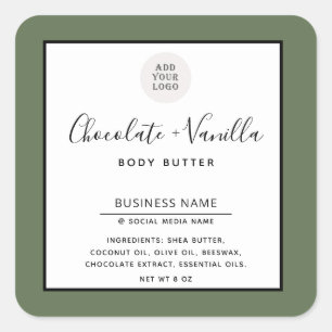 Eenvoudige moderne typografie witte olijf product vierkante sticker