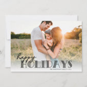 Eenvoudige Moderne Typografie Zwarte Kerst Foto Feestdagenkaart (Voorkant)