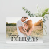 Eenvoudige Moderne Typografie Zwarte Kerst Foto Feestdagenkaart (Staand voorkant)