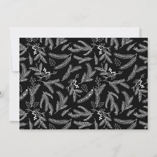 Eenvoudige Moderne Typografie Zwarte Kerst Foto Feestdagenkaart (Achterkant)