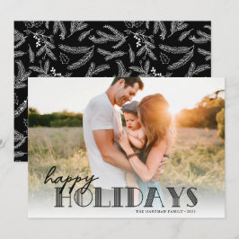 Eenvoudige Moderne Typografie Zwarte Kerst Foto Feestdagenkaart