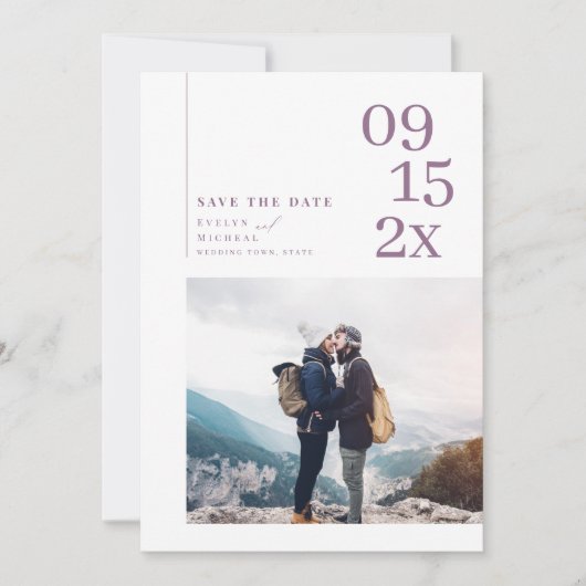 Eenvoudige moderne typografische foto slaat de dat save the date (Voorkant)