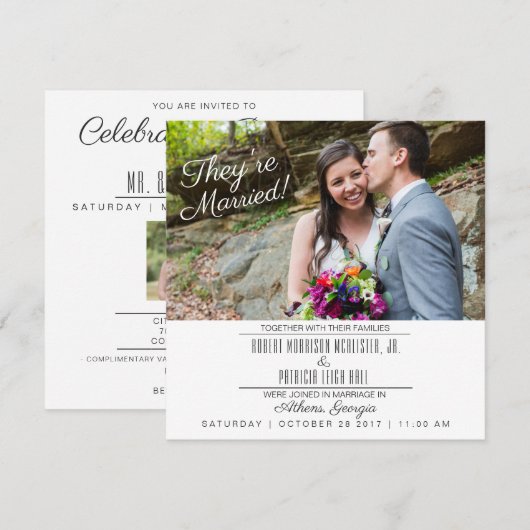 Eenvoudige, moderne uitnodiging tot het ontvangen (Voorkant / Achterkant)