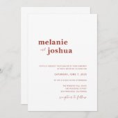 Eenvoudige moderne uitnodiging tot huwelijk | Terr (Voorkant / Achterkant)