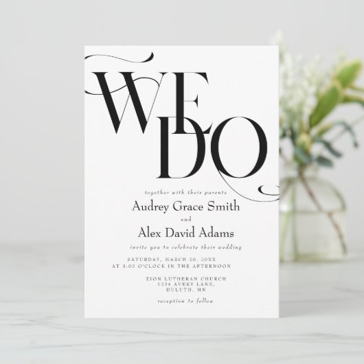 Eenvoudige moderne uitnodiging tot weddenschap (Staand voorkant)