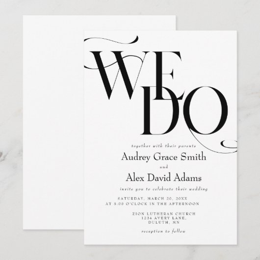 Eenvoudige moderne uitnodiging tot weddenschap (Voorkant / Achterkant)