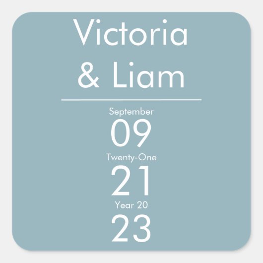 Eenvoudige, moderne uitnodiging voor een blauwe br vierkante sticker (Voorkant)