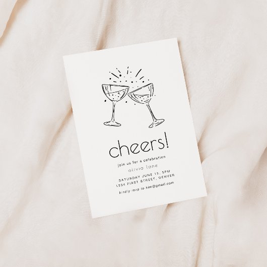 Eenvoudige moderne uitnodiging voor een Cheers-fee