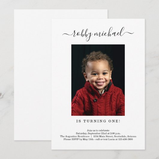 Eenvoudige moderne uitnodiging voor een eerste ver (Voorkant / Achterkant)