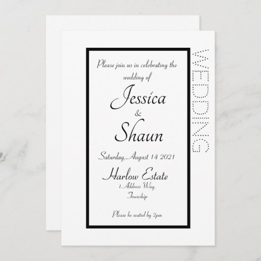 Eenvoudige moderne uitnodiging wit (Voorkant / Achterkant)