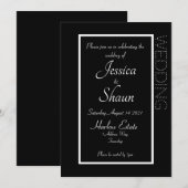 Eenvoudige Moderne Uitnodiging Zwart (Voorkant / Achterkant)