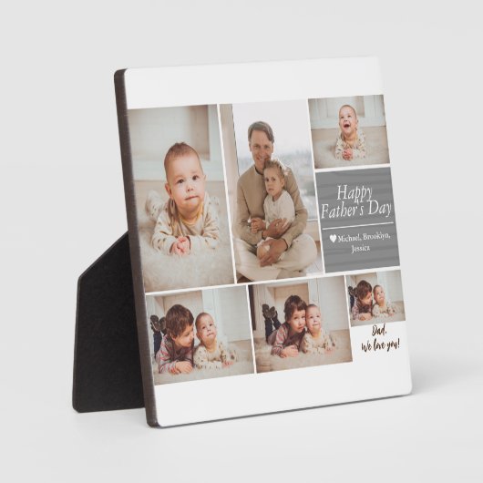 Eenvoudige Moderne Vaders Dag foto familie collage Fotoplaat (Voorkant)