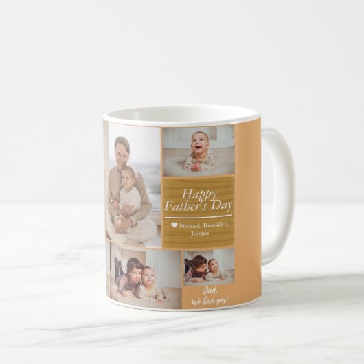 Eenvoudige Moderne Vaders Dag foto familie collage Koffiemok (Voorkant rechts)