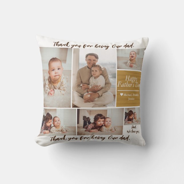 Eenvoudige Moderne Vaders Dag foto familie collage Kussen (Voorkant)