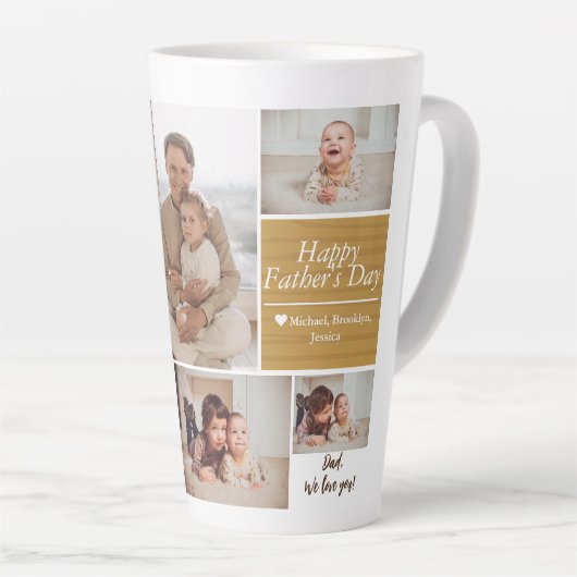 Eenvoudige Moderne Vaders Dag foto familie collage Latte Mok (Rechterhoek)
