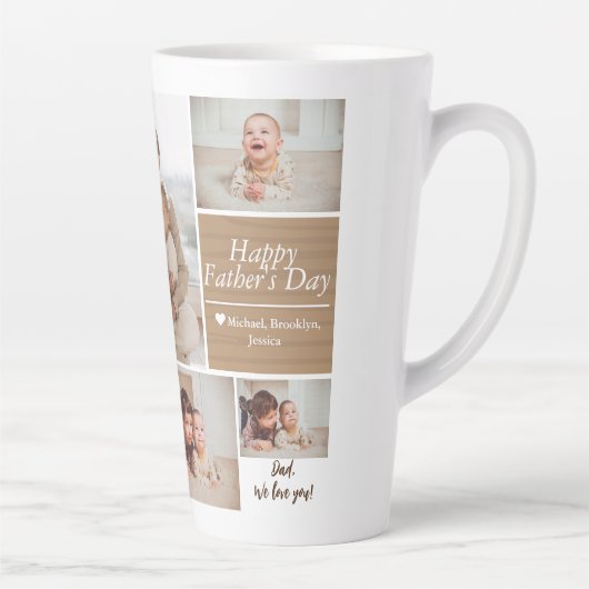 Eenvoudige Moderne Vaders Dag foto familie collage Latte Mok (Rechts)