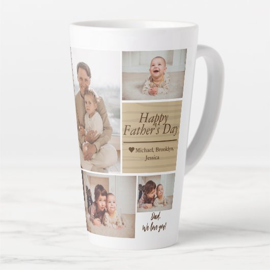 Eenvoudige Moderne Vaders Dag foto familie collage Latte Mok (Rechterhoek)