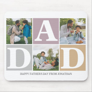 Eenvoudige moderne vaders dag vader 3 foto familie muismat