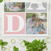 Eenvoudige moderne vaders dag vader 3 foto familie theedoek (Gevouwen)